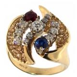 14kt Gold Gemstone & Diamond Estate Ring
