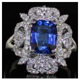 14k Gold 3.40 ct Sapphire & Diamond Ring