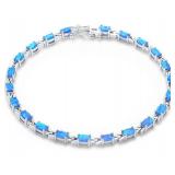 Oval Cut 6.50 ct Blue Opal Tennis Bracelet