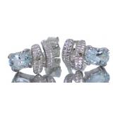 Natural Oval 1.50 ct Aquamarine & Diamond Earrings