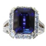 14kt Gold 8.11 ct Sapphire & Diamond Ring
