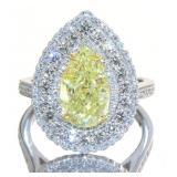 14kt Gold 4.16 ct Pear Fancy Yellow Diamond Ring