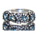 Natural 1.93 ct London Blue Topaz & Zircon Ring