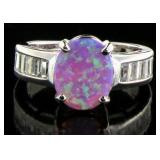 Oval Pink Opal & White Topaz Dinner Ring