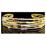 Natural 2.25 ct Gemstone & Diamond Accent Cuff