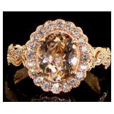 14K Rose Gold 2.00 ct Morganite and Diamond Ring