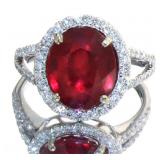 14kt Gold 5.55 ct Brilliant Ruby & Diamond Ring