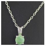 Genuine 1.00 ct Indian Emerald Solitaire Pendant