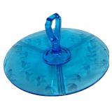 Blue Etched Tidbit Dish