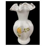 Fenton Silver Crest Yellow Rose Vase