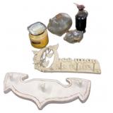 (2) Pig Banks, Candle & Coat Racks