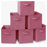 (6) Pink Oxford Fabric Foldable Storage Cubes
