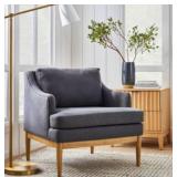 Howell Upholstered Accent Chair w/ Wood Base