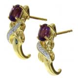 Genuine Amethyst & Diamond Accent Earrings