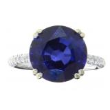 14kt Gold 8.22 ct Sapphire and Diamond Ring