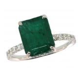 14k Gold 3.62 ct Natural Emerald & Diamond Ring