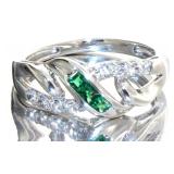 Quality Emerald & White Sapphire Designer Ring