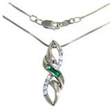 Elegant Emerald & White Sapphire Necklace