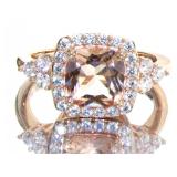 Cushion Cut 4.10 ct Morganite Designer Ring