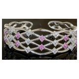 Stunning Pink & White Sapphire Cuff Bracelet