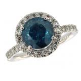 14k Gold 3.04 ct Fancy Blue Diamond Ring