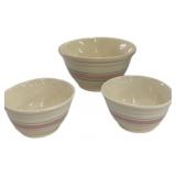 (3) Pc Pink & Blue Striped McCoy Mixing Bowls