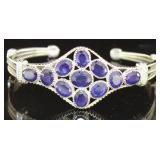 Genuine 28.30 ct Sapphire Cuff Bracelet