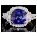 14kt Gold 4.44 ct Sapphire & Diamond Ring