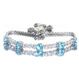 Quality 5.40 ct Blue & White Topaz Bolo Bracelet