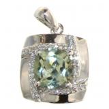 Natural 2.45 ct Green Amethyst & Diamond Pendant