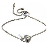 Key & Heart White Sapphire Bolo Bracelet