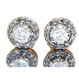 10kt Rose Gold 2/3 ct Diamond Halo Earrings