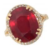 14k Gold 15.02 ct Ruby & Diamond Ring