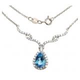 Pear Cut 4.24 ct Blue Topaz Designer Necklace