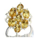 Natural 6.94 ct Golden Citrine Waterfall Ring