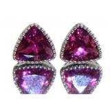 Solid Platinum Natural Tourmaline Stud Earrings
