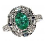14k Gold 2.42 ct Natural Emerald & Diamond Ring