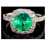 14kt Gold 3.43 ct Emerald & Diamond Ring