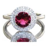 Round 2.50 ct Ruby & White Topaz Designer Ring
