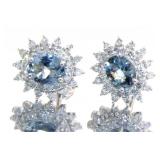 14kt Gold Natural Aquamarine & Diamond Earrings