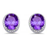 Oval 4.15 ct  Amethyst Designer Earrings