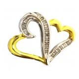 Two Tone 1/4 ct Double Heart Diamond Pendant
