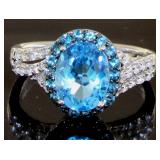 Oval 2.20 ct Shades of Blue Topaz Designer Ring