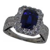 14k Gold 3.85 ct Sapphire & Diamond Ring