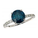 14k Gold 2.55 ct Round Blue Diamond Ring