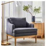 Howell Upholstered Accent Chair w/ Wood Base