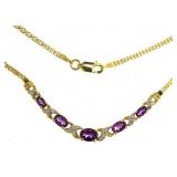 Genuine Amethyst & Diamond Accent Evening Necklace