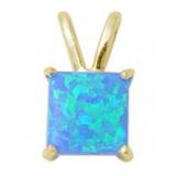 Princess Cut Australian Blue Opal Pendant