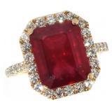 14k Gold 7.05 ct Ruby & Diamond Ring
