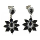 Natural 12.60 ct Sapphire & White Zircon Earrings